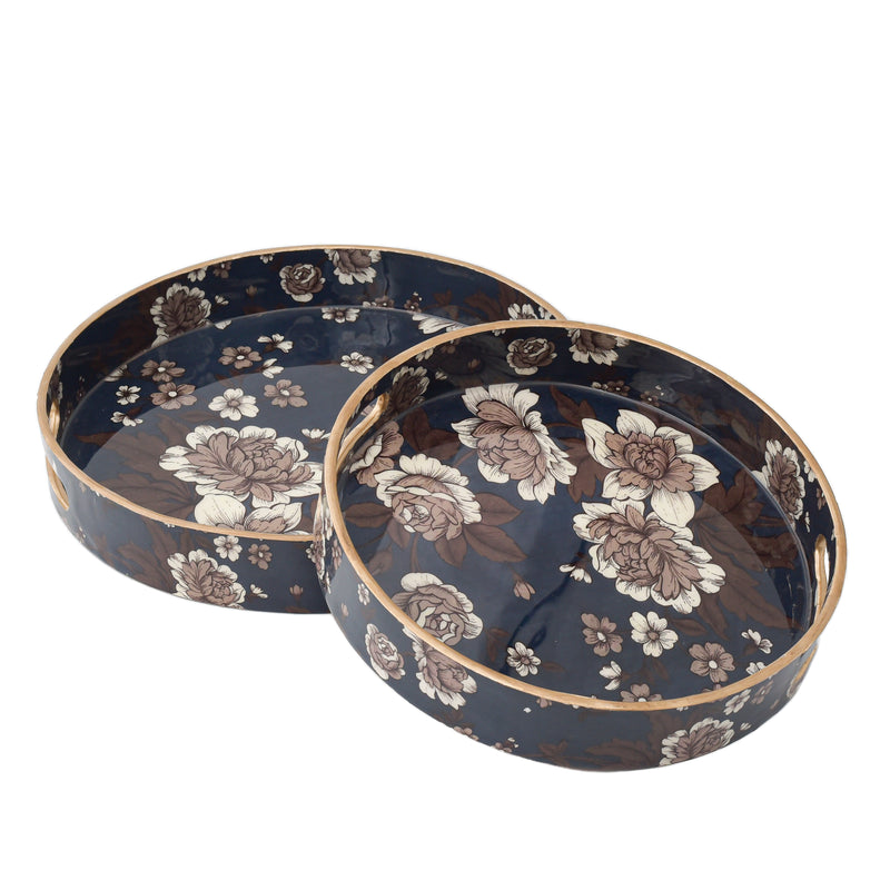 Regal Petals Round Tray Set (Set of 2)