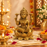 Brass Goddess Lakshmi Idol - 3.5 Inches