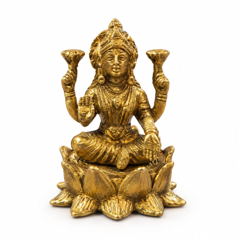Brass Goddess Lakshmi Idol - 3.5 Inches