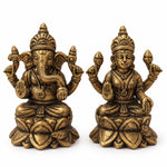 Diwali Special Antique Brass Lakshmi & Ganesha Idol Set – 3.5 Inches Each