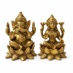 Diwali Special Brass Lakshmi & Ganesha Idol Set – 4 Inches Each
