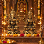 Diwali Special Antique Brass Lakshmi & Ganesha Idol Set – 3.5 Inches Each