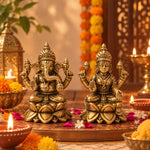 Diwali Special Brass Lakshmi & Ganesha Idol Set – 3.5 Inches Each