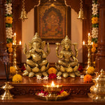 Diwali Special Brass Lakshmi & Ganesha Idol Set – 4 Inches Each