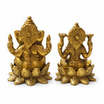 Diwali Special Brass Lakshmi & Ganesha Idol Set – 4 Inches Each