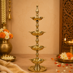 Premium Kerala Nilavilakku Brass Samai Diya (4 Tier) – Traditional Temple Lamp