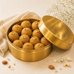Virasat Brass Ladoo & Panjiri Box | Handcrafted Heritage Storage Container